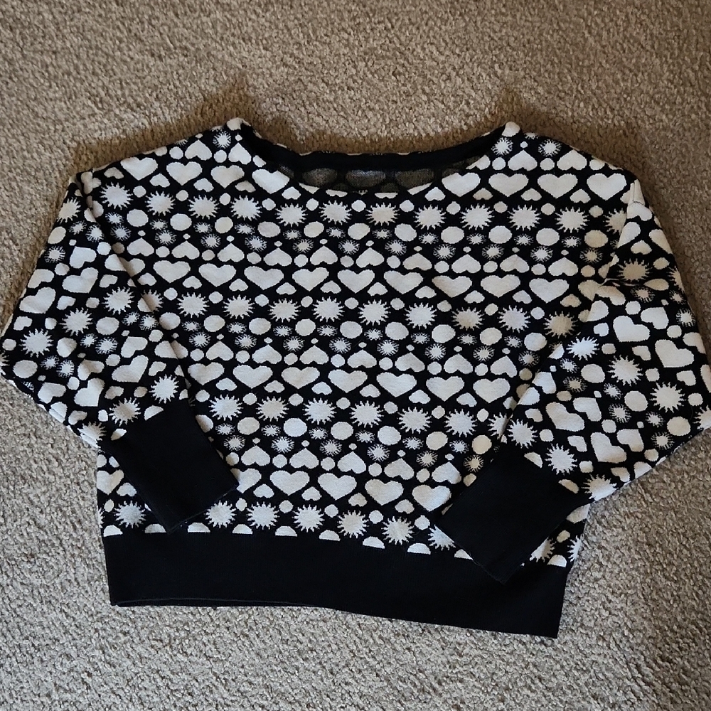 Maeve Black and Cream Patterned Knit Top